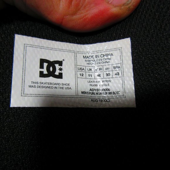 DC Men's PureHigh-Top WR Boot Skate Board Shoe Water Resistant Size 12 - Picture 11 of 15